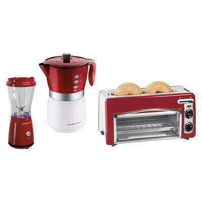 Hamilton Beach Coffee Maker, Toaster & Blender Bundle - Red- 89048