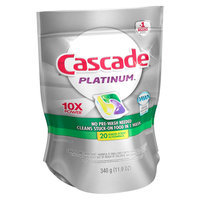 Cascade Platinum ActionPacs Lemon Scent Dishwasher Detergent Pacs 20 Ct