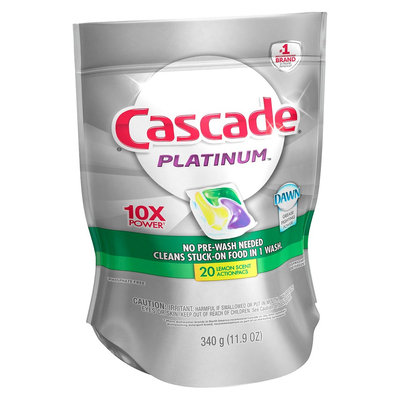 Cascade Platinum ActionPacs Lemon Scent Dishwasher Detergent Pacs 20 Ct