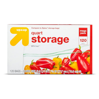 up & up Quart Size Storage Bags Double Zipper 120 ct