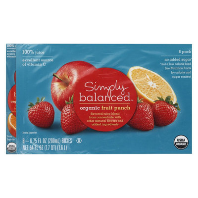 Hansen Beverages SIMPLY BALANCED JUICE BOX FRUIT PUNCH 6.75OZ 8PK