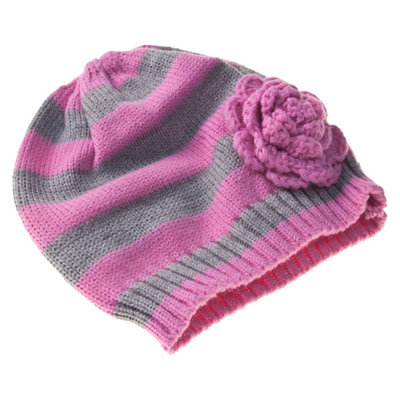 Gimme Flower Beanie, Pink/Gray, 1 ea