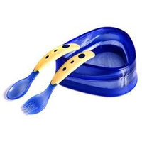 Baby Dipper Bowl, Spoon and Fork Set in Blue