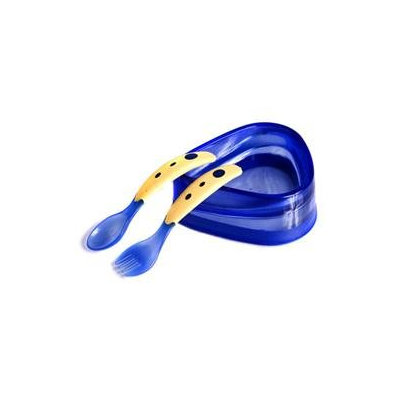 Baby Dipper Bowl, Spoon and Fork Set in Blue
