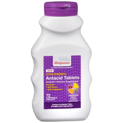 Walgreens Ultra Strength Antacid Chewable Tablets, Fruit, 72 ea
