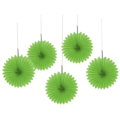 Amscan Lime Green Mini Hanging Fan Decorations (5)