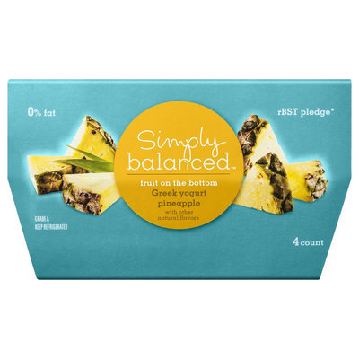 Simply Balanced 0% Fruit on the Bottom Pineapple Greek Yogurt 4 oz 4
