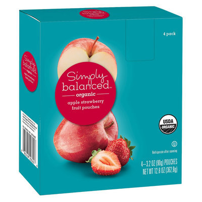 Simply Balanced Organic Apple Strawberry Fruit Pouches 3.2oz 4ct