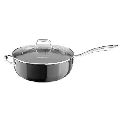 KitchenAid 6 Quart Stainless Steel Chefs Pan with Lid - Black