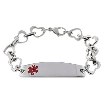 Hope Paige Medical ID Stainless Steel Heartlink Bracelet - Size 6.75