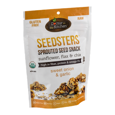 Doctor In The Kitchen Seedsters Sprouted Seed Snack Sunflower, Flax & Chia Sweet Onion & Garlic