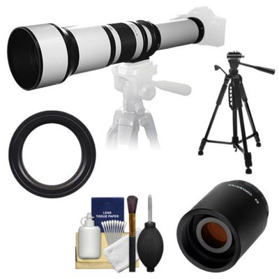 Samyang 650-1300mm f/8-16 Telephoto Lens (White) with 2x Teleconverter (=650-2600mm) + 58