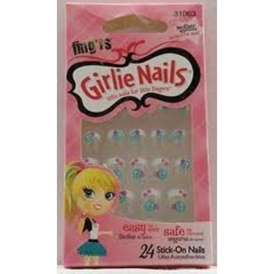 Little Fingrs Little Fing'rs Girlie Nails Nails, Stick-On, 24 ct. Peace Sign & Flower