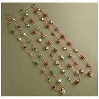 Roman Set of 3 Glass Beaded Santa, Candy & Snowman Christmas Necklaces 23