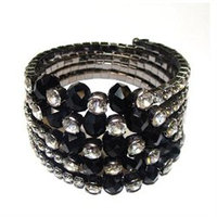 December Diamonds Silver Black Beaded Crystal Fashion Jewelry Stretch Adjustable Snake Bracelet