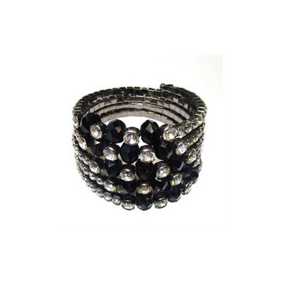 December Diamonds Silver Black Beaded Crystal Fashion Jewelry Stretch Adjustable Snake Bracelet