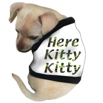 Pet Tease Here Kitty Kitty Dog Tank, White
