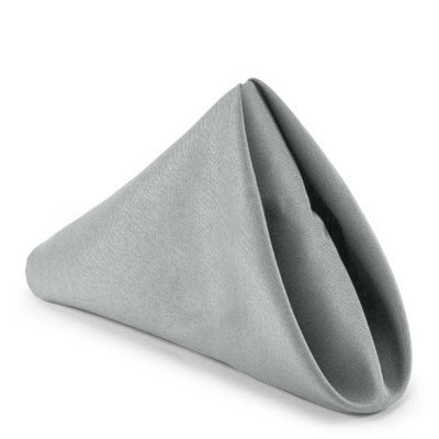 Lanns Linens Lann's Linens - 1 Dozen 17 in. Cloth Dinner Napkins w/ Hemmed Edges - Silver