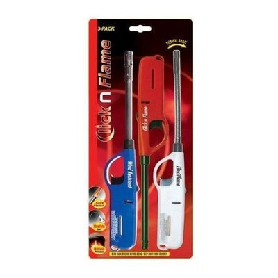 Click n Flame Multi Purpose Lighter - 3 Pack - Flexible Shaft - Multi Purpose - Wind Resistant Lighters