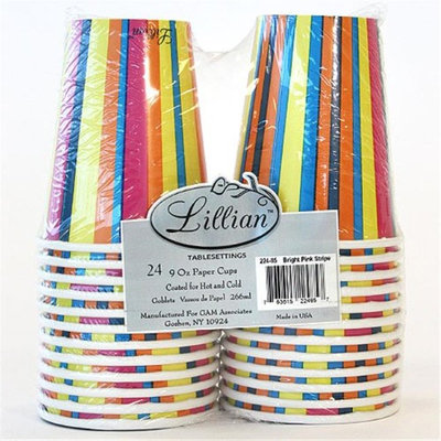 King Zak Ind Lillian Tablesettings 22485 Bright Pink Stripe 9 Oz Cup Twin Stack - 576 Per Case