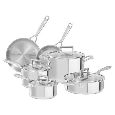 KitchenAid 10-Piece Tri-Ply Stainless Steel Cookware Set