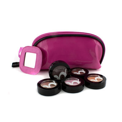 Benefit Cosmetics Silky Powder Eye Shadow Set With Pink Cosmetic Bag