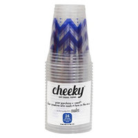 Solo Cup Company Cheeky Home Blue Chevron Stripe Disposable Clear Plastic Cups 16 oz