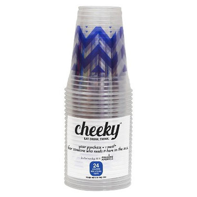 Solo Cup Company Cheeky Home Blue Chevron Stripe Disposable Clear Plastic Cups 16 oz