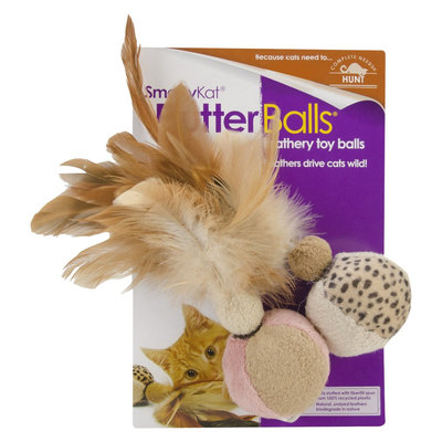 SmartyKat FlutterBalls Feathery Ball Toy for Pets - 2 Count
