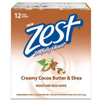 Zest Creamy Cocoa Butter & Shea Moisture Rich Soap Bars - 12 Count