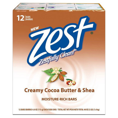 Zest Creamy Cocoa Butter & Shea Moisture Rich Soap Bars - 12 Count