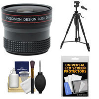 Precision Design 0.20x HD High Definition Fisheye Lens with Tripod + Accessory Kit for Canon EOS 60D, 6D, 7D, 5D Mark II III, Rebel T3, T3i & T4i Digital SLR Cameras