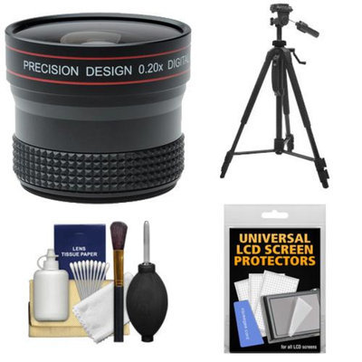 Precision Design 0.20x HD High Definition Fisheye Lens with Tripod + Accessory Kit for Canon EOS 60D, 6D, 7D, 5D Mark II III, Rebel T3, T3i & T4i Digital SLR Cameras