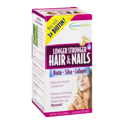 Applied Nutrition Longer Stronger Hair & Nails Dietary Supplement Liquid Soft-Gels - 60 CT