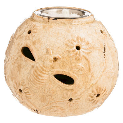 Evergreen Enterprises Dragonfly And Flower CutOut Cream Ceramic Fireside