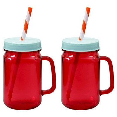 Ev Summer Mini Mason Tumblers Set of 2 - Red