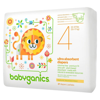 Babyganics Ultra Absorbent Disposable Diapers Size 4- 27 Count