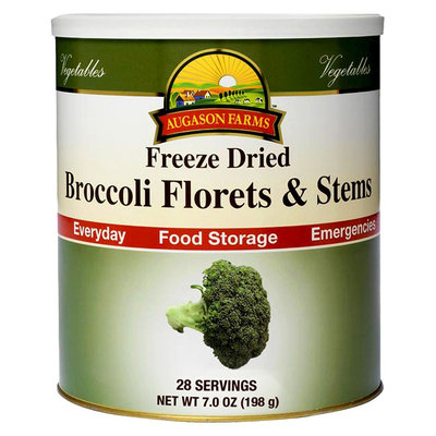 Augason Farms Emergency Food Freeze Dried Broccoli Florets & Stems, 7 oz