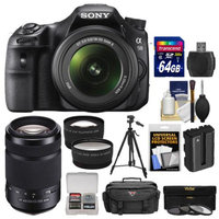 Sony Alpha SLT-A58 Digital SLR Camera Body & 18-55mm with 55-300mm Lens + 64GB Card + Case + Battery + Tripod + Filters + Tele/Wide Lens Kit