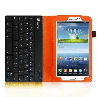 Fintie Folio Key Wireless Bluetooth Keyboard Case Cover for Samsung Galaxy Tab 3 7.0 inch Tablet, Orange