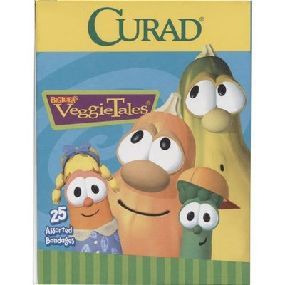 Curad Band Aid Kids Veggie Tales, 25 Assorted Bandages