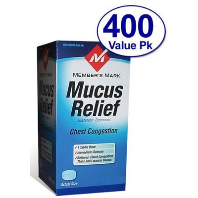 Members Mark Member's Mark - Mucus Relief, Guaifenesin 400 mg, Expectorant, 400 Tablets (Compare to Mucinex)