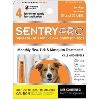 SentryPRO Flea and Tick Squeeze-On for Dogs and Puppies 66-Pound and Greater, 4 Dose