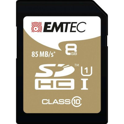 Dexxxon Digital Storage Emtec - 8GB Sdhc Class 10 Memory Card - Black/gold