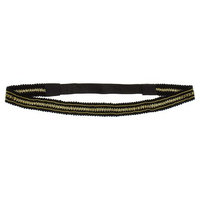 Women's Crochet Trim Headwrap with Chain Detail - Black/ Gold