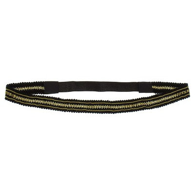 Women's Crochet Trim Headwrap with Chain Detail - Black/ Gold