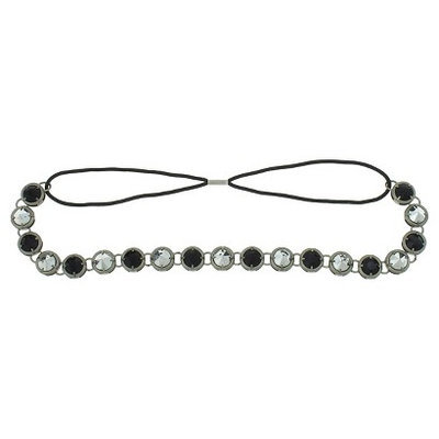 Women's Metal Encased Mixed Stud and Gem Headwrap - Black