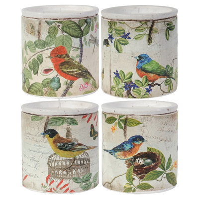 A & B Home Set of 4 Filled Candles - Vintage Birds