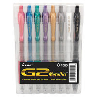 PIL34405 - Pilot G2 Metallics Gel Ink Pen; 8 Assorted Inks; 0.7 Medium Point