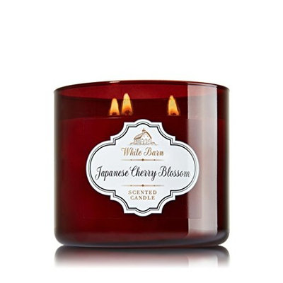 Bath & Body Works 3 Wick Candle 14.5 Oz White Barn Japanese Cherry Blossom